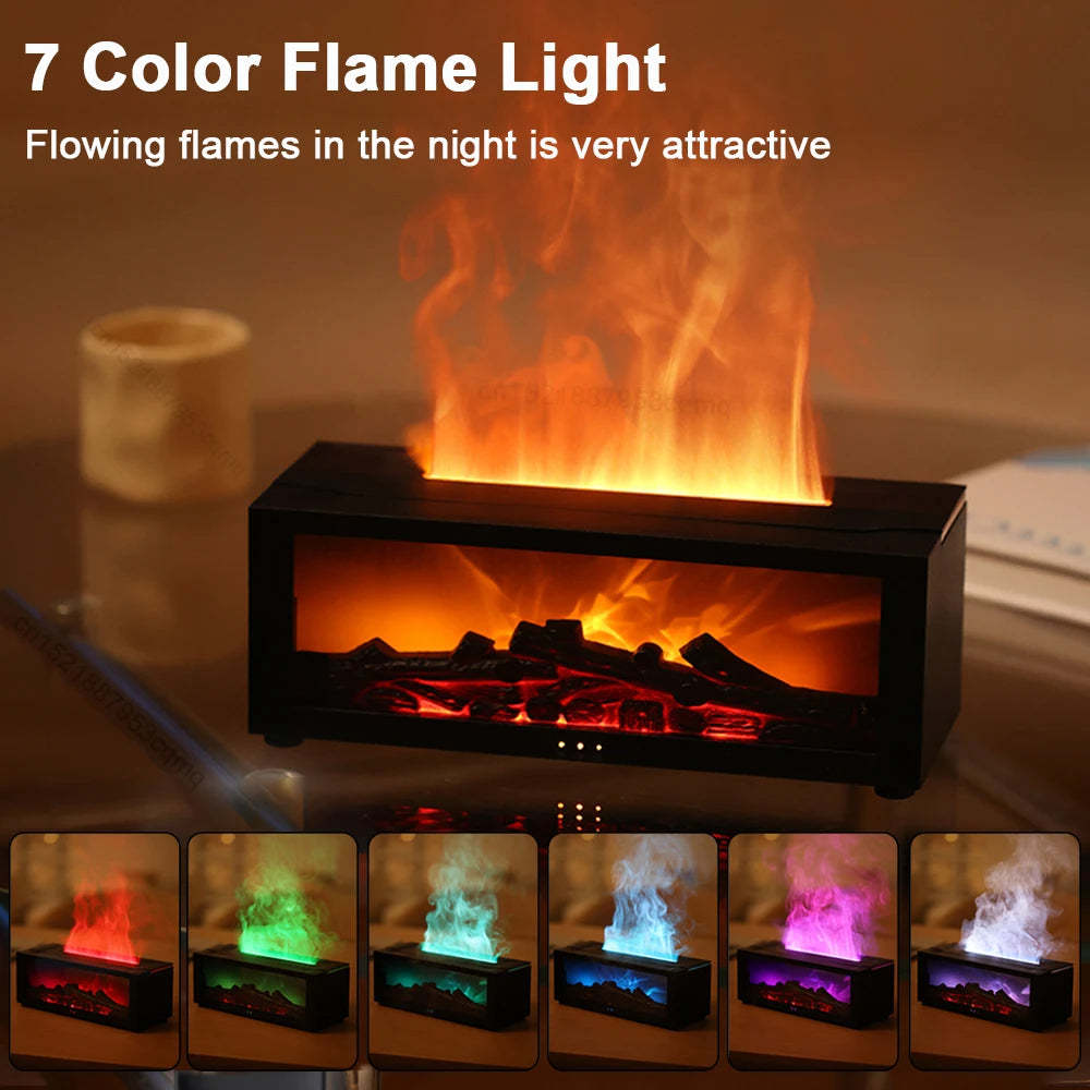 3D Flame Aromatherapy Diffuser – Colourful Essential Oil Humidifier with Large Mist Output & Fireplace Effect