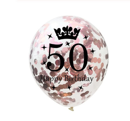 Party Balloons with Numeric Print and Confetti Inside