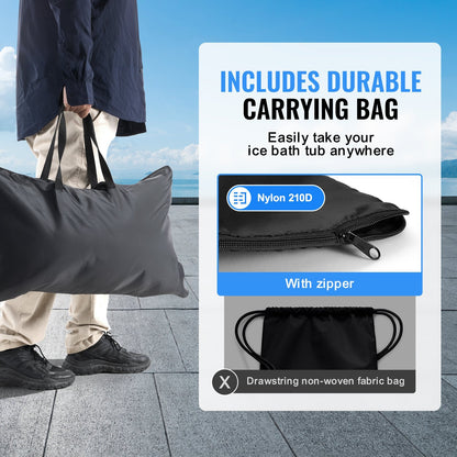 Portable Ice Bath Tub – 85 cm Cold Water Therapy Plunge Pool (398L, Inflatable, Folding, with Cover)