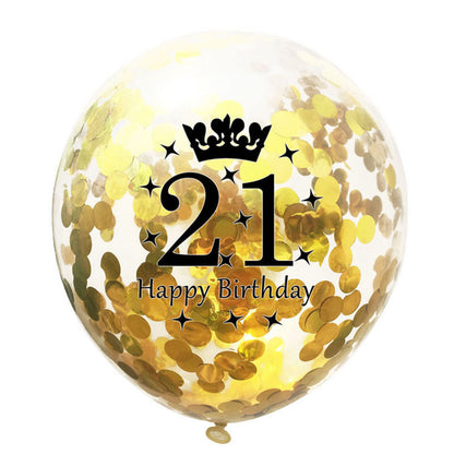 Party Balloons with Numeric Print and Confetti Inside