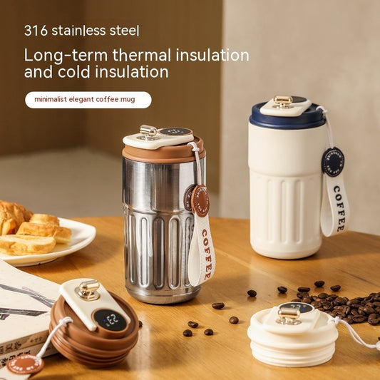 Smart 450ml Thermal Coffee Mug – Stainless Steel Insulated Water Bottle, Portable Car Cup
