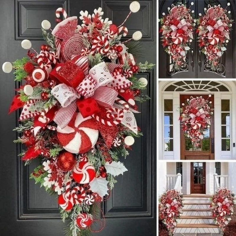 Whimsical Inverted Christmas Tree Door Display