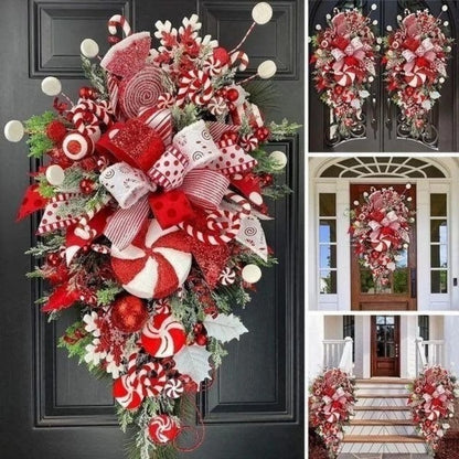 Whimsical Inverted Christmas Tree Door Display