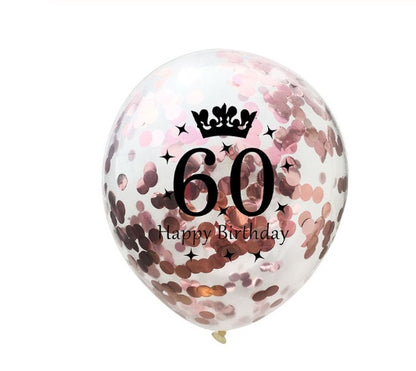 Party Balloons with Numeric Print and Confetti Inside