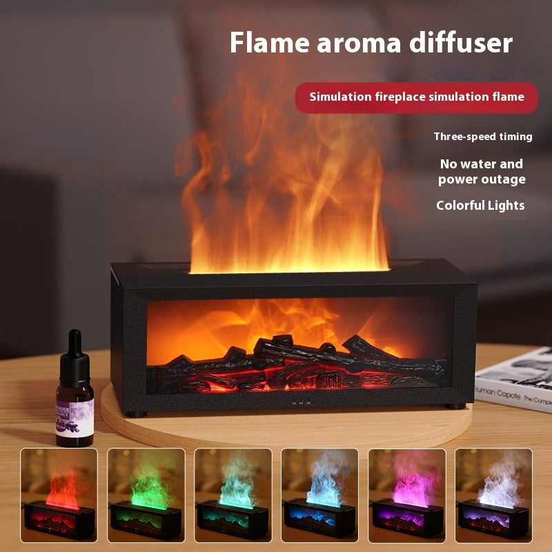 3D Flame Aromatherapy Diffuser – Colourful Essential Oil Humidifier with Large Mist Output & Fireplace Effect
