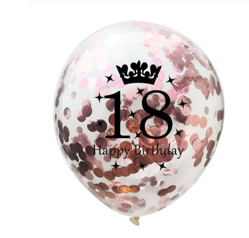 Party Balloons with Numeric Print and Confetti Inside