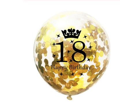 Party Balloons with Numeric Print and Confetti Inside