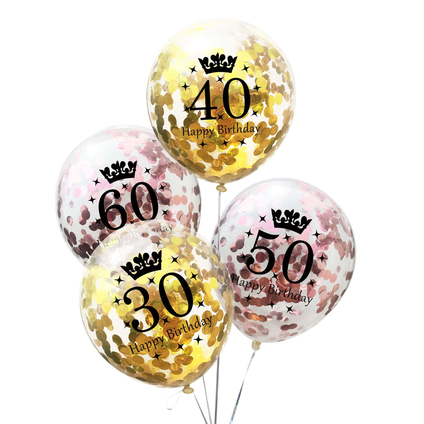 Party Balloons with Numeric Print and Confetti Inside