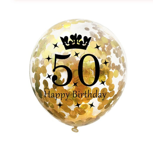 Party Balloons with Numeric Print and Confetti Inside