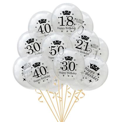 Party Balloons with Numeric Print and Confetti Inside