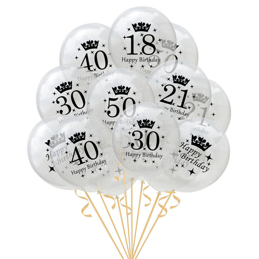 Party Balloons with Numeric Print and Confetti Inside