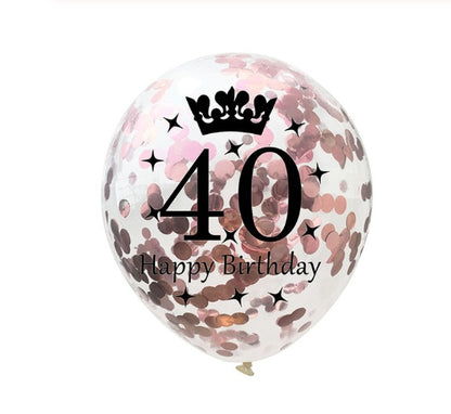 Party Balloons with Numeric Print and Confetti Inside