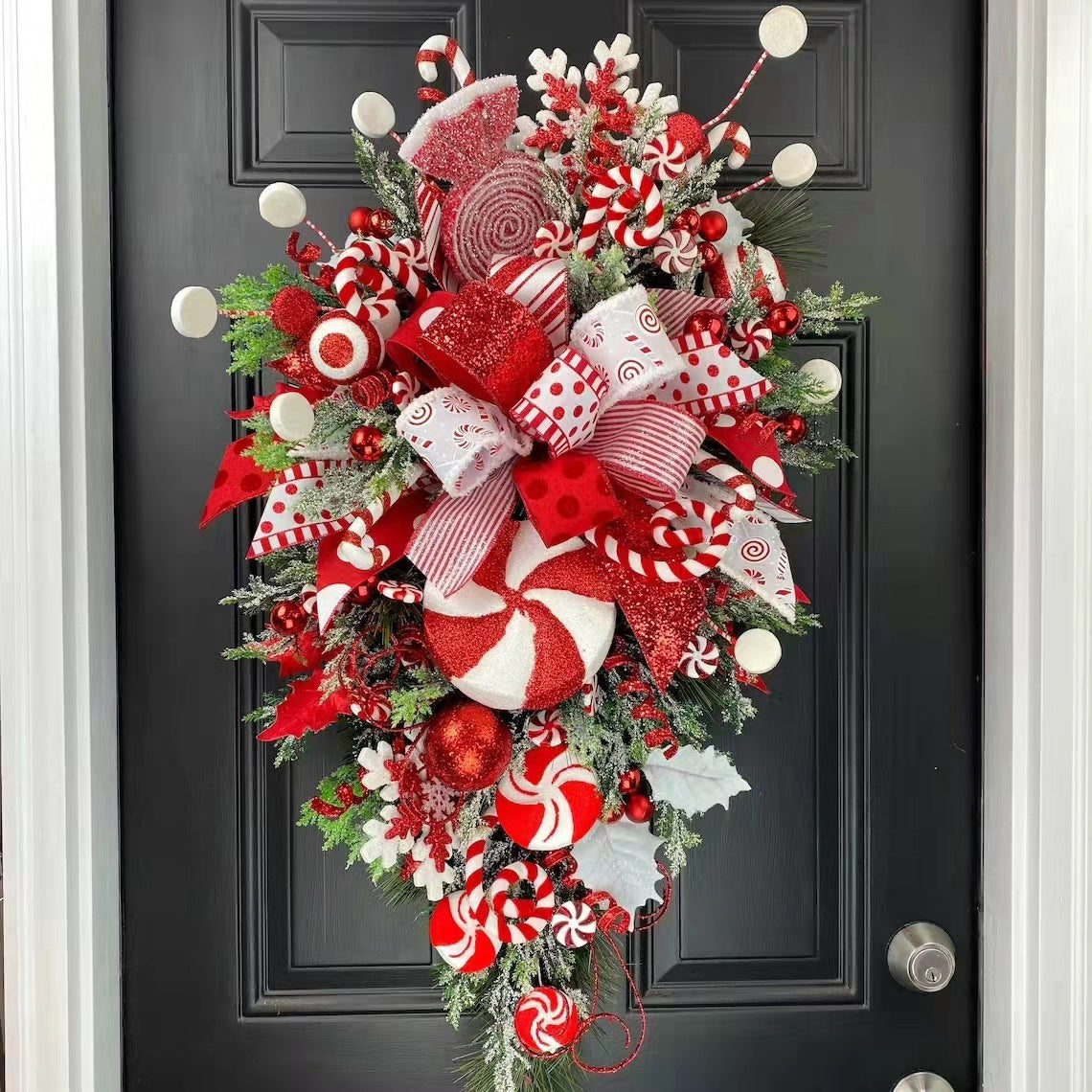 Whimsical Inverted Christmas Tree Door Display