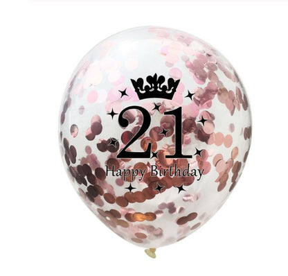 Party Balloons with Numeric Print and Confetti Inside