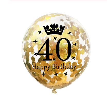 Party Balloons with Numeric Print and Confetti Inside