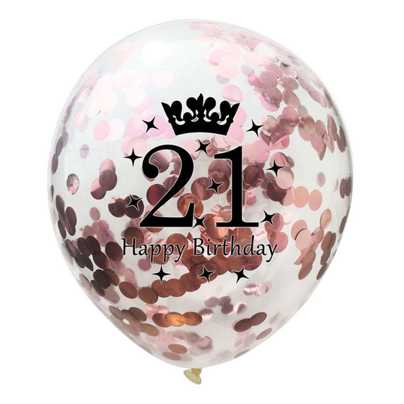 Party Balloons with Numeric Print and Confetti Inside