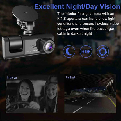 Full HD 1080P Dual-Lens Dash Cam with G-Sensor, Front & Rear DVR Recording