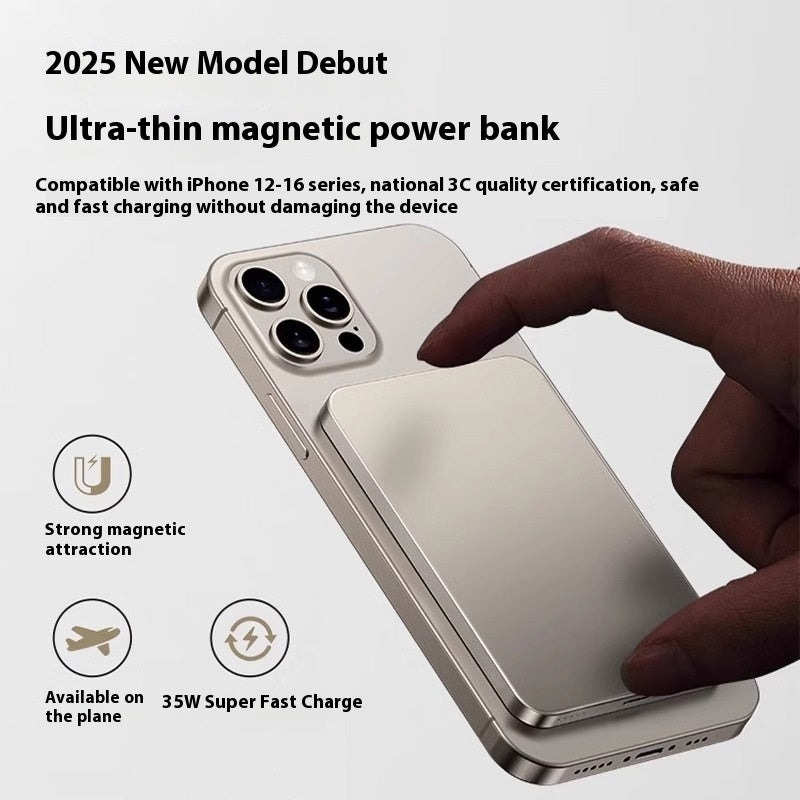 Magnetic Portable Power Bank with Wireless Charging (MagSafe Support)