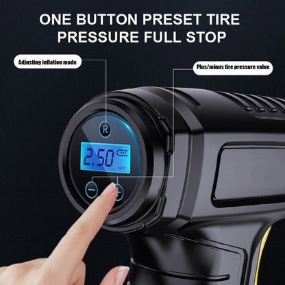 Cordless Digital Car Tyre Inflator – USB Rechargeable Air Compressor