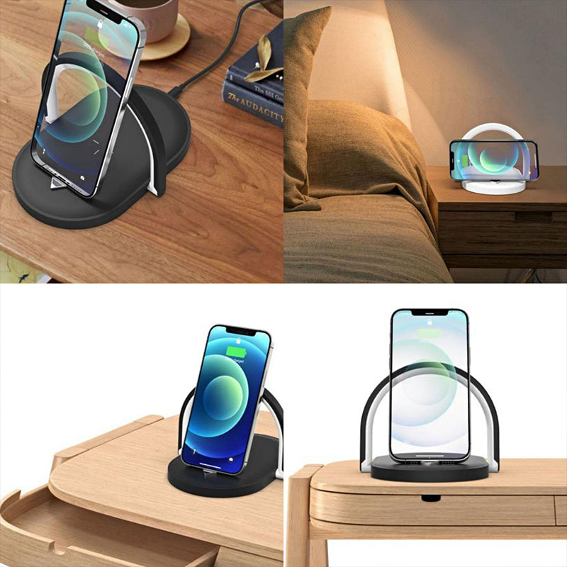 Multi-Function Foldable Wireless Charger – 15W Fast Charging with LED Reading Light & Night Mode