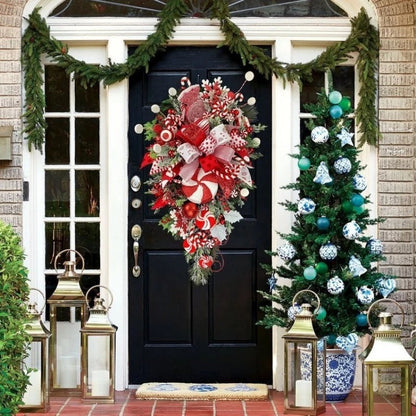 Whimsical Inverted Christmas Tree Door Display