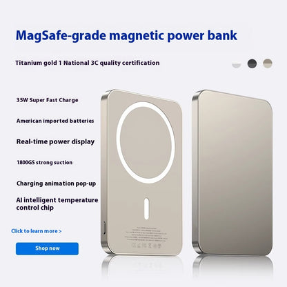 Magnetic Portable Power Bank with Wireless Charging (MagSafe Support)